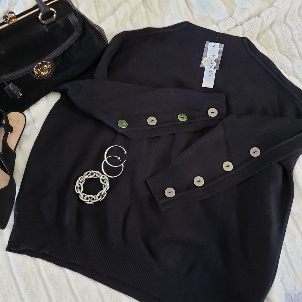 Long Tall Sally Button Sleeve Sweater